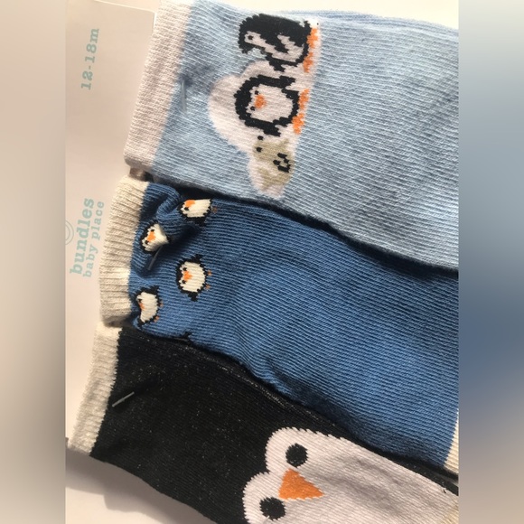 NWT C.Place 12-18m penguins socks 6 pack with nonslip grips - Picture 3 of 6